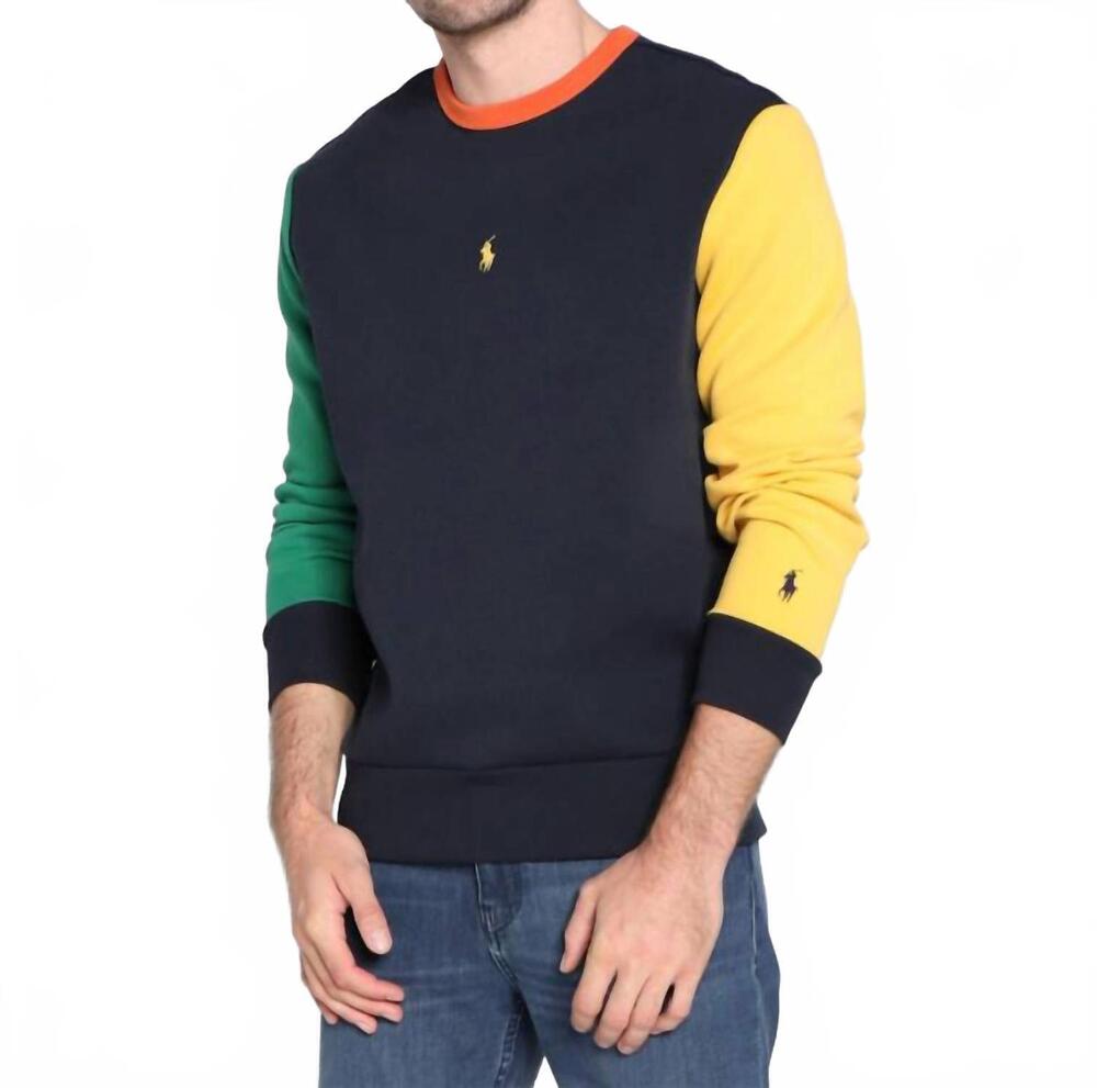 NEW RALPH LAUREN fleece sweatshirt in navy multi